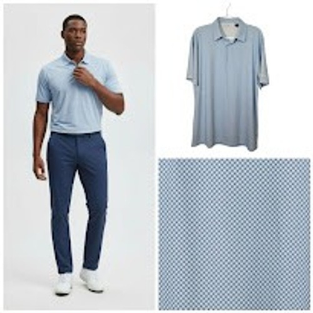Shoal Creek Mens Blue Gingham Check Polo Shirt Size L Short Sleeve Golf Sz L‎